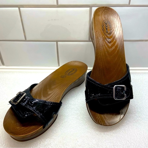 Dr. Scholl's Shoes - DR Scholl’s Advanced Comfort Series Black Patent Leather Slide Sandals Women’s 9